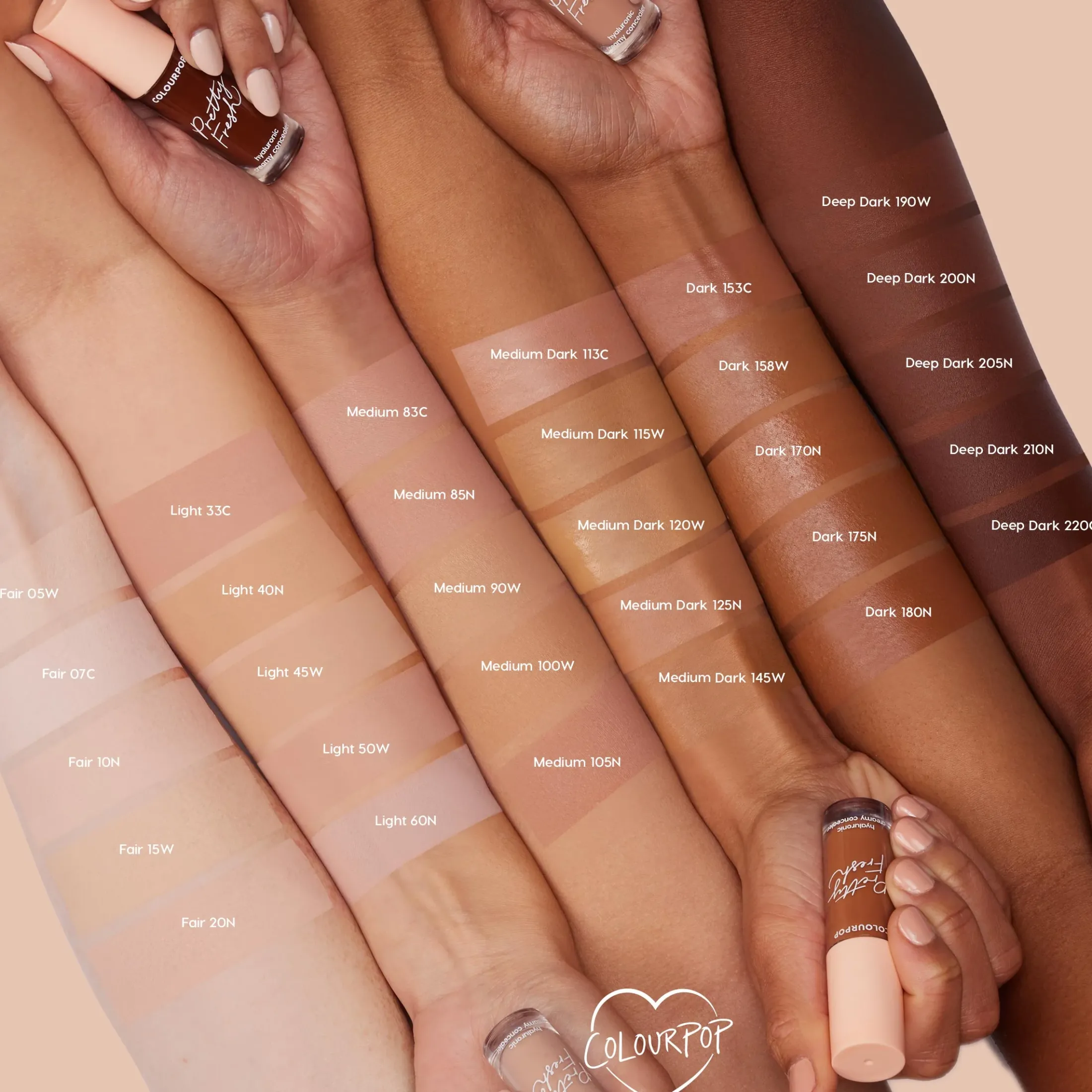 ColourPop Complexion*Pretty Fresh Hyaluronic Creamy Concealer Hydrating Liquid Concealer Medium Dark 120 W