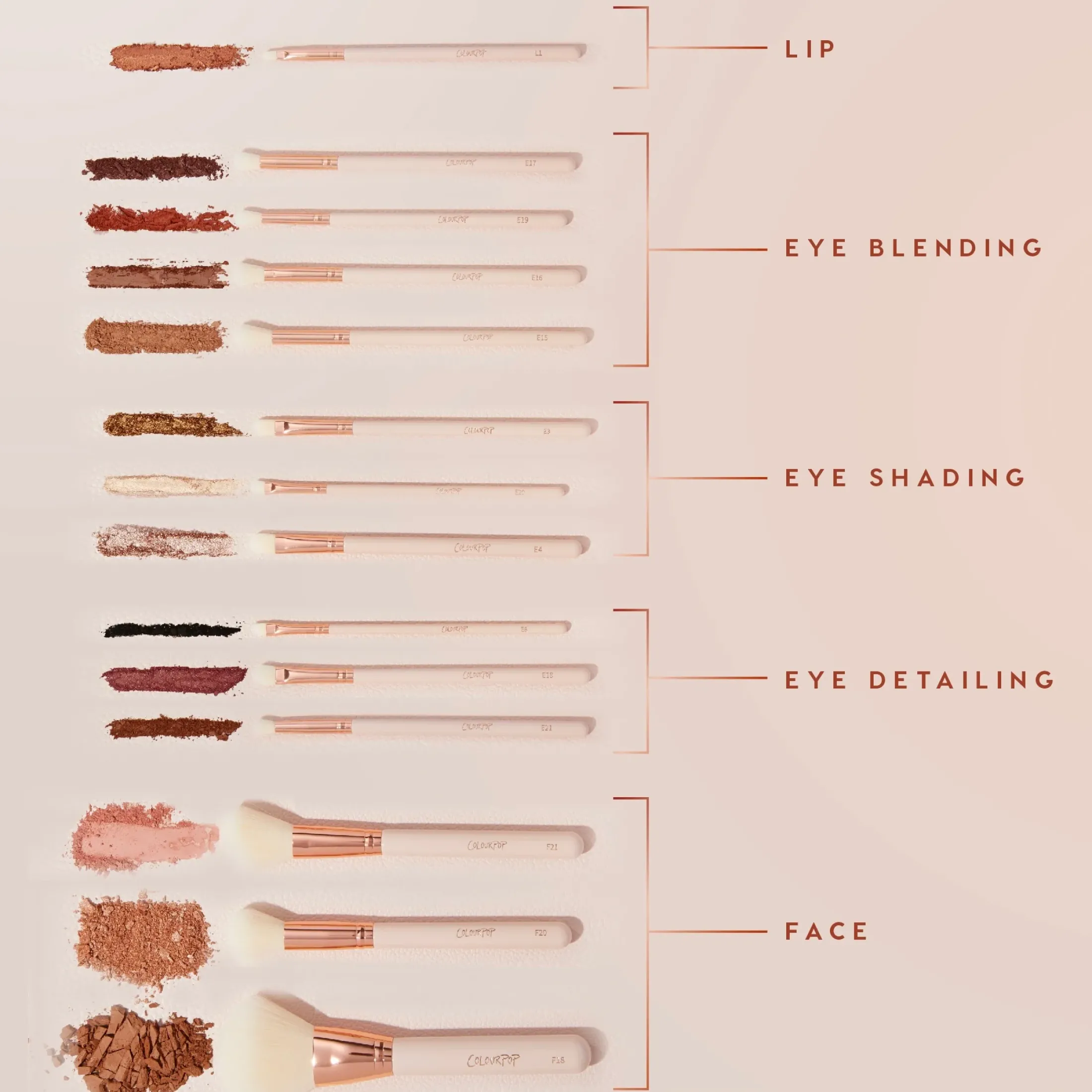 ColourPop Eye & Brow Brushes|Face Brushes*Ultimate Brush Roll Face & Eye Brush Set